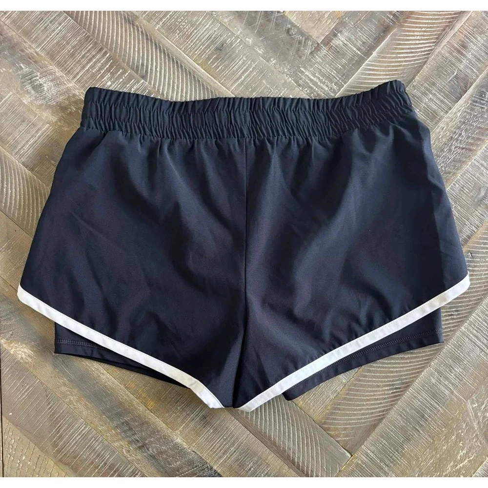 Spyder Active Womens 2-in-1 Running Shorts Black White Size S Athletic Gym